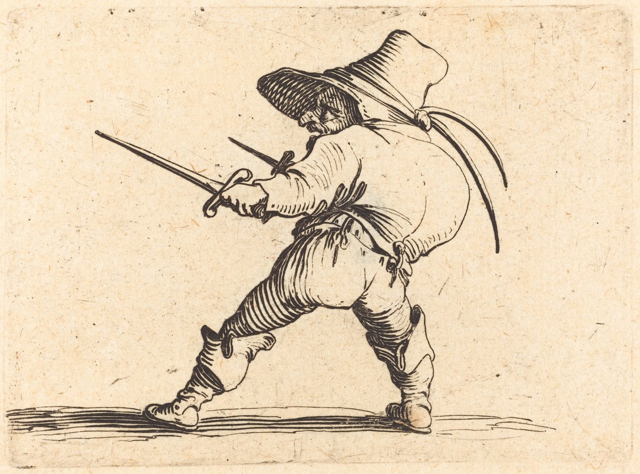 Duellist med svärd och dolk av Jacques Callot
