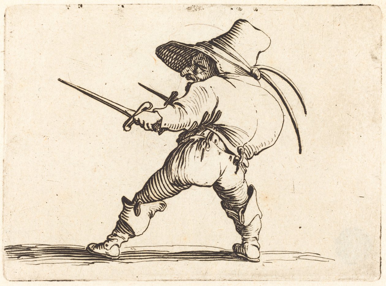 Duellist med svärd och dolk av Jacques Callot