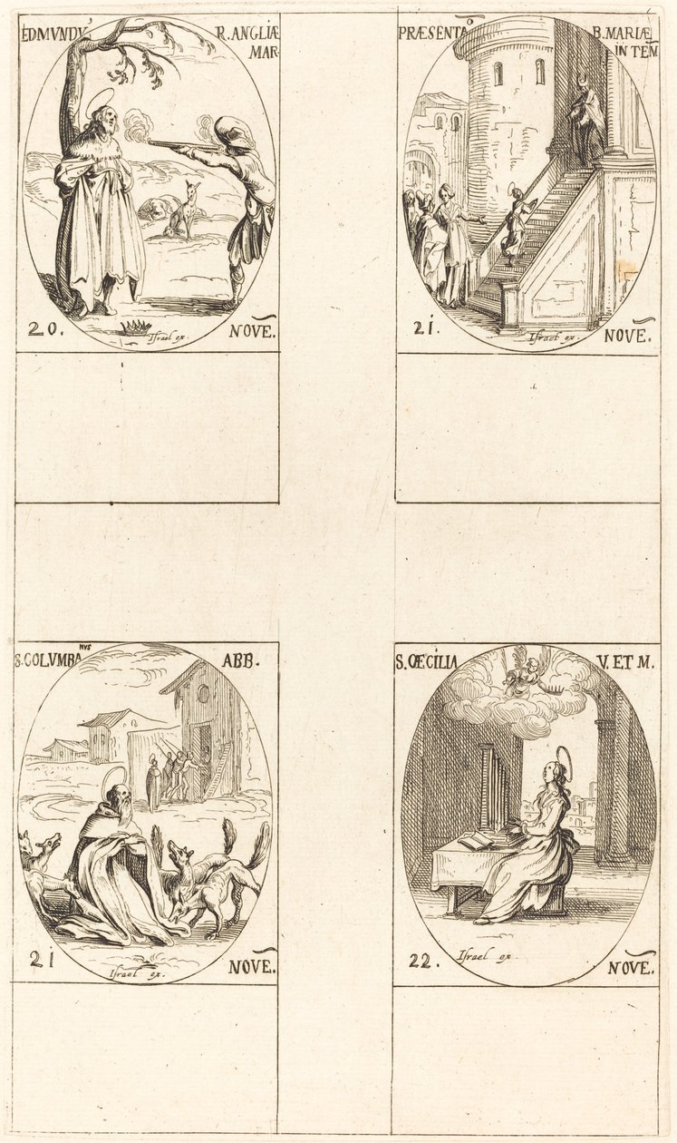 Edmund, kung av England, Martyr, Presentation av Jungfrun, St. Columba, St. Cecil. av Jacques Callot