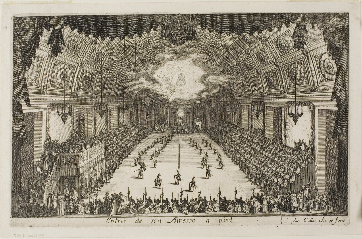 Entry of His Highness on Foot, från The Combat at the Barrier av Jacques Callot