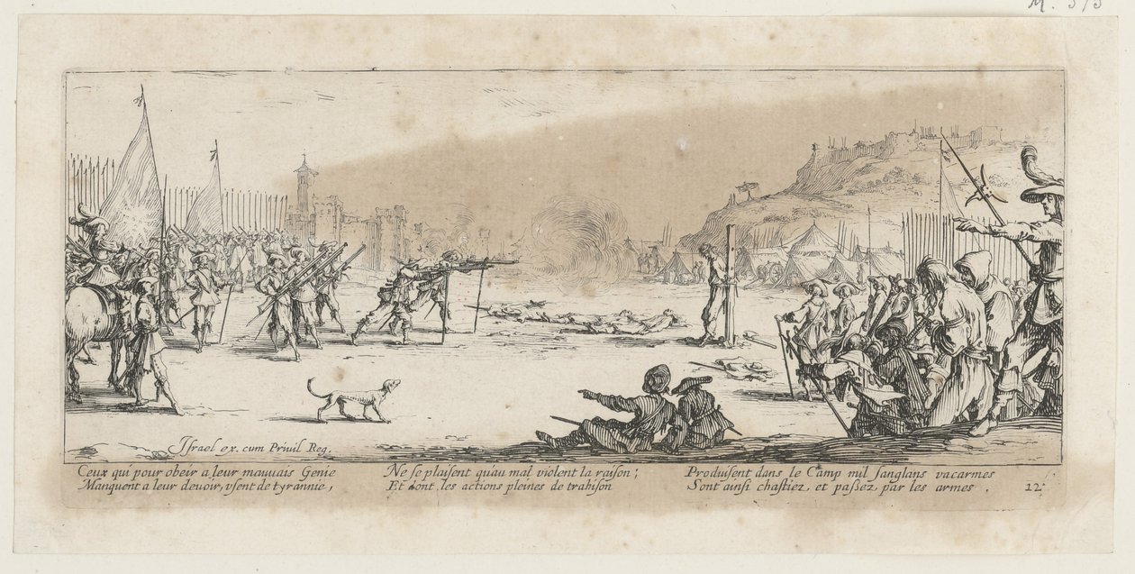 Skjutning, blad 12 i serien ”Krigets fasor” av Jacques Callot