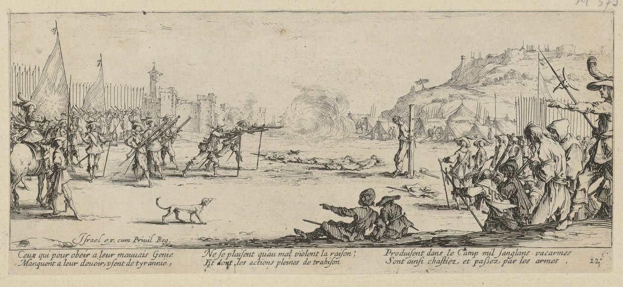 Skjutning, blad 12 i serien ”Krigets fasor” av Jacques Callot