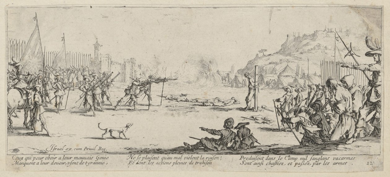 Skjutning, blad 12 i serien ”Krigets fasor” av Jacques Callot