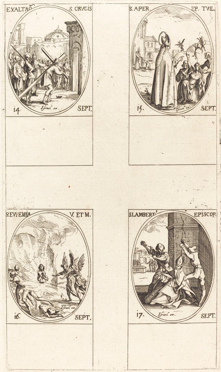 Upphöjelse av det heliga korset; St. Aper; St Euphemia; St. Lambert av Jacques Callot