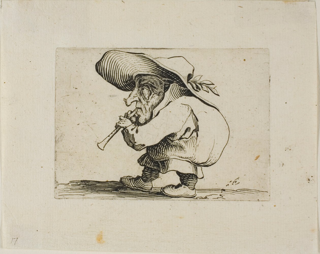Flageolet Player, från Varie Figure Gobbi av Jacques Callot