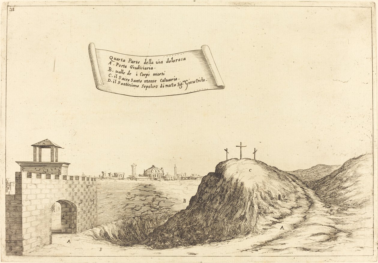 Fyra delar av Via Dolorosa av Jacques Callot