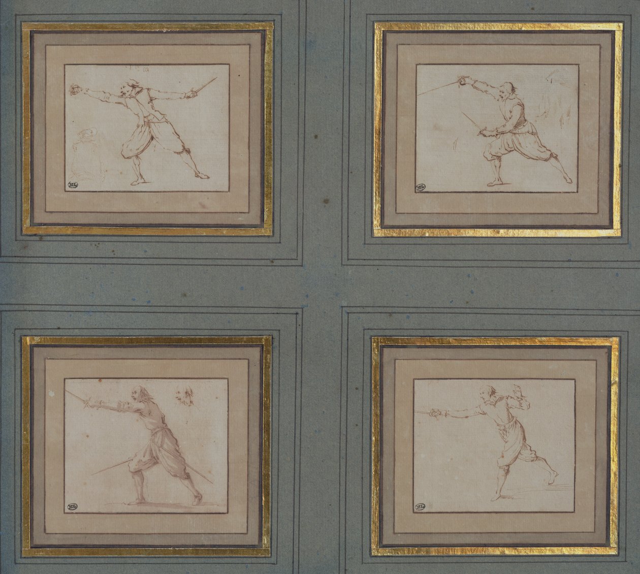 Fyra studier av en fäktare, 1766-69 av Jacques Callot