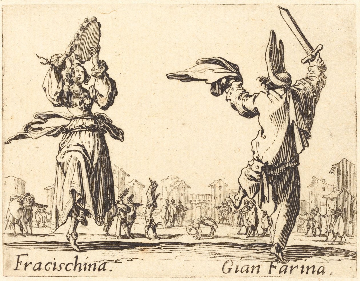 Fracischina och Gian Farina av Jacques Callot