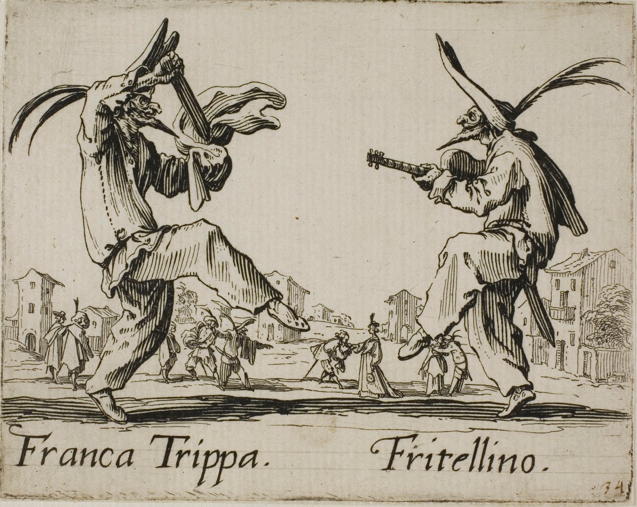 Franca Trippa - Fritellino, tallrik 23 från Balli di Sfessania av Jacques Callot