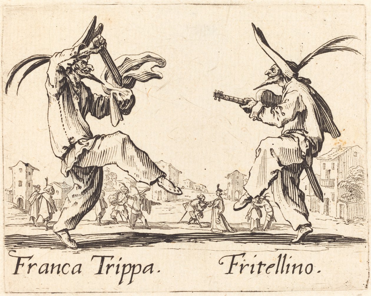 Franca Trippa och Fritellino av Jacques Callot
