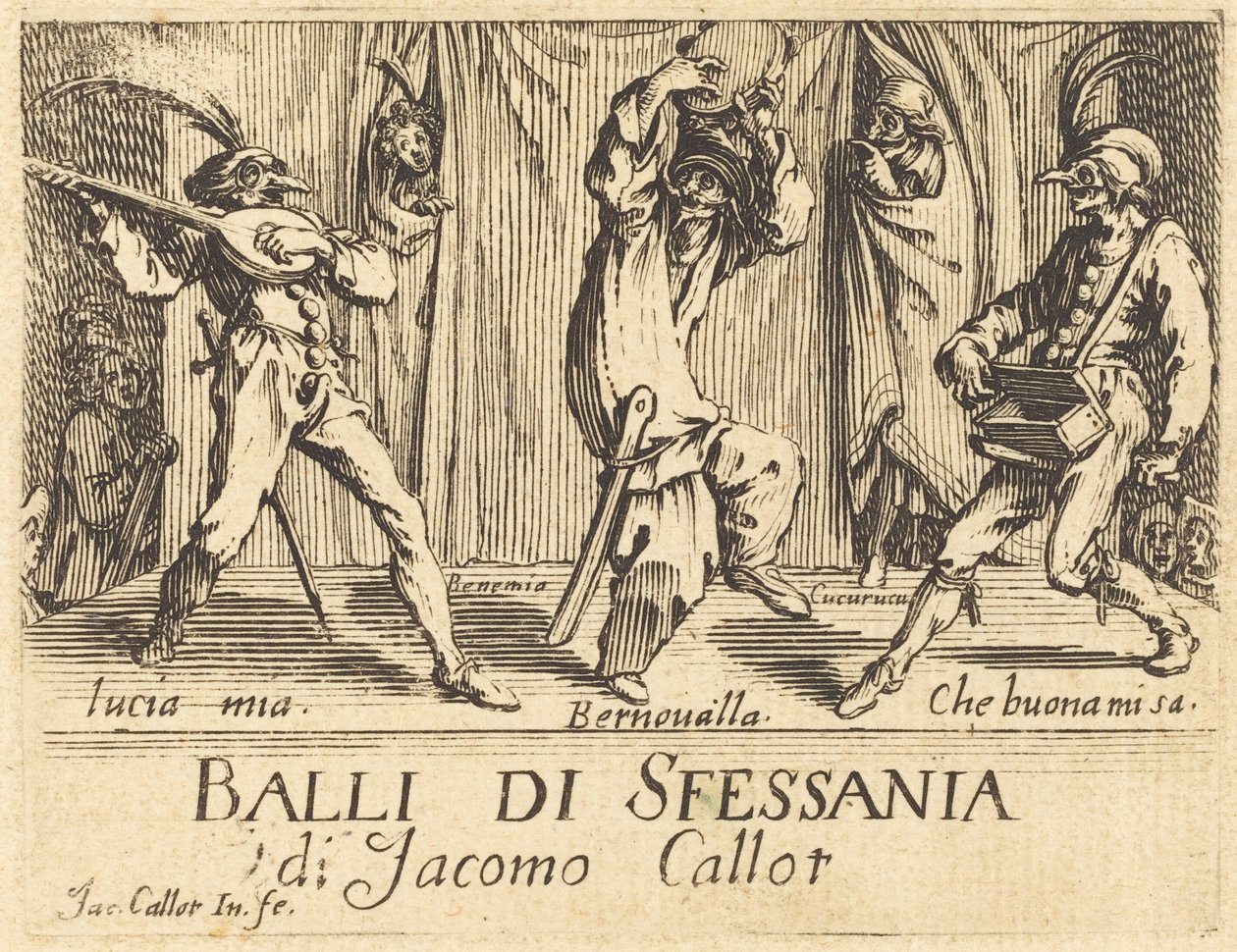 Frontispice för "Balli di Sfessania" av Jacques Callot