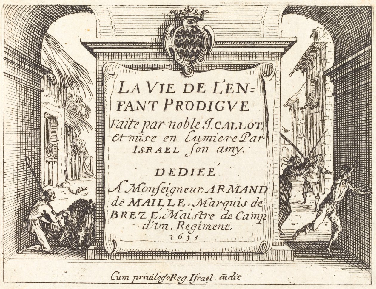 Frontispice för The Prodigal Son, 1635. av Jacques Callot