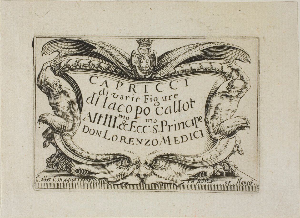 Frontispice, från Caprices av olika figurer (The Caprices) - The Nancy Set av Jacques Callot