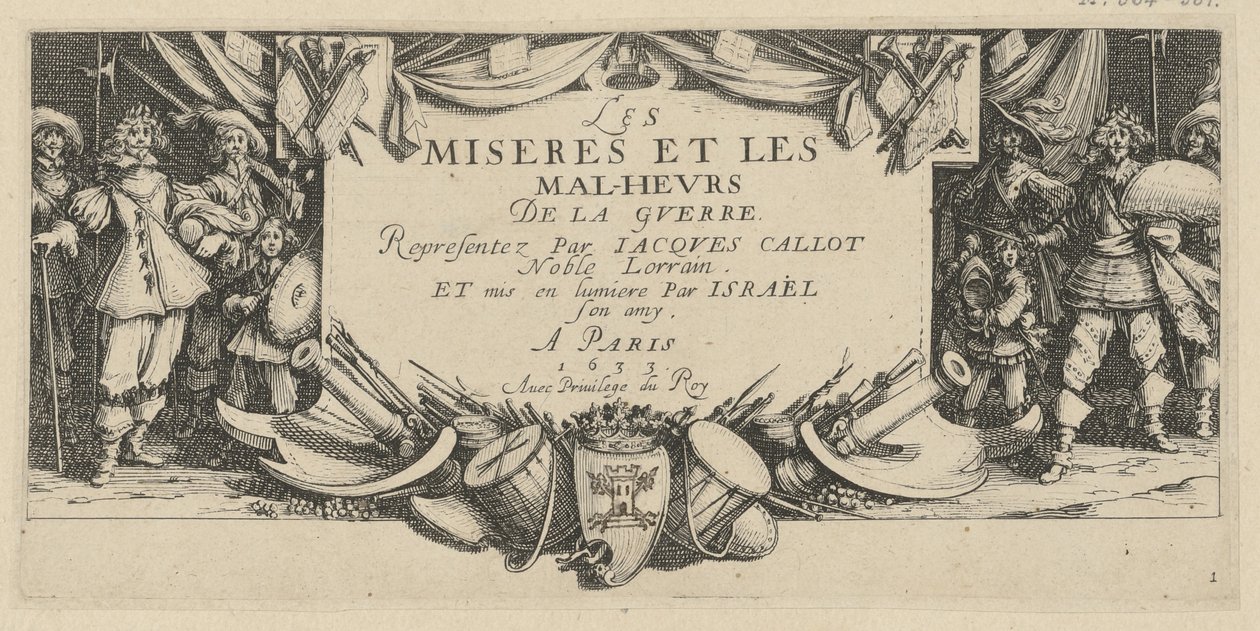 Frontispis, blad 1 i serien ”Krigets fasor” av Jacques Callot
