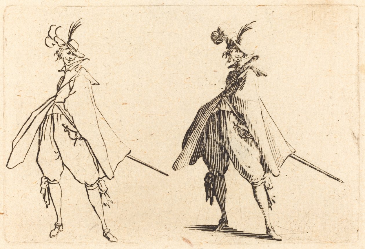 Gentleman i stor mantel, framifrån av Jacques Callot