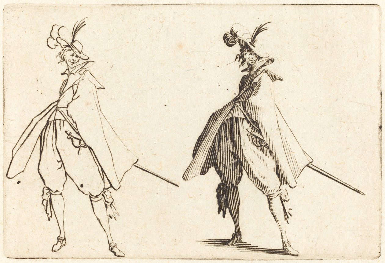 Gentleman i stor mantel, framifrån av Jacques Callot