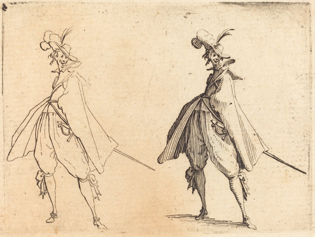 Gentleman i stor mantel, framifrån av Jacques Callot
