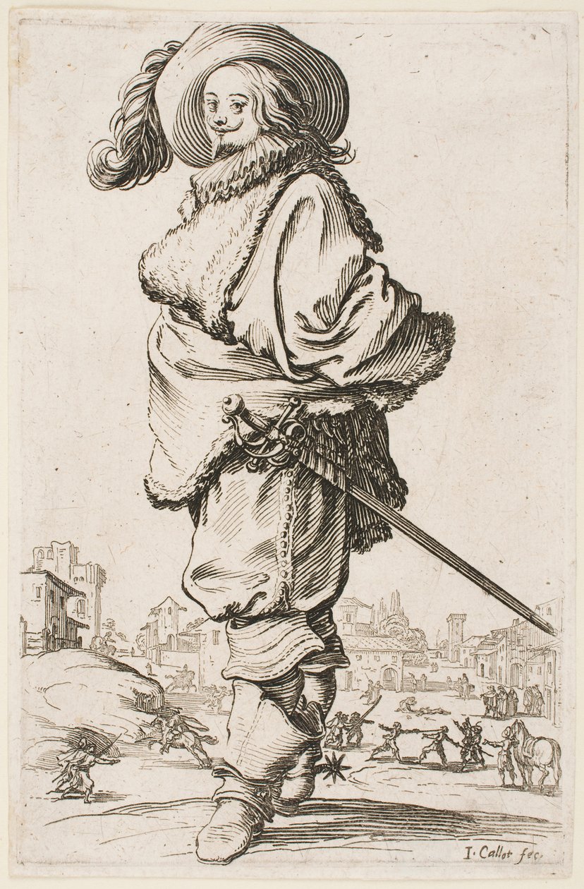 Gentleman in a Fur-Trimmed Cloak, från serien "The Nobility of Lorraine" av Jacques Callot