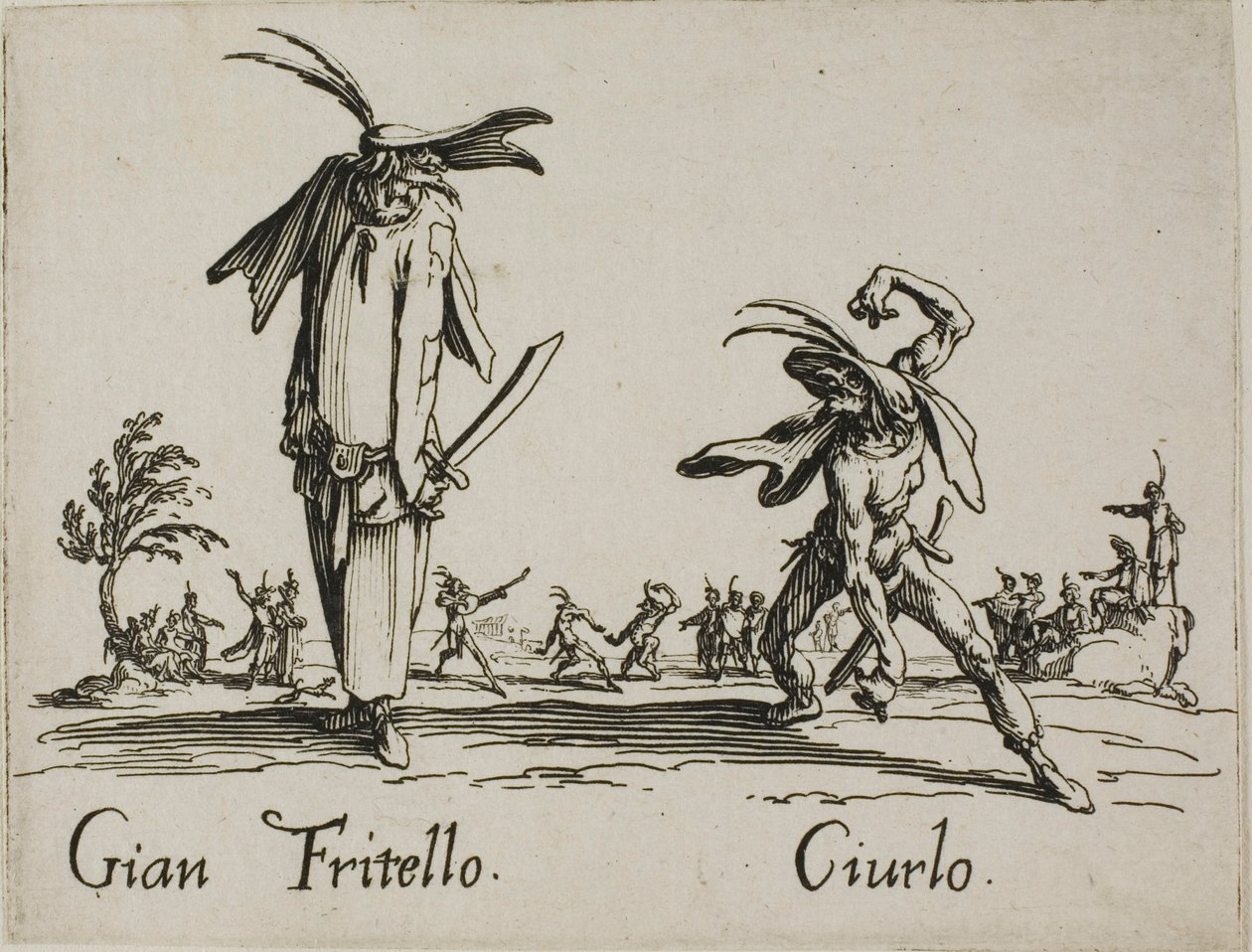 Gian Fritello - Ciurlo, platta 7 från Balli di Sfessania av Jacques Callot
