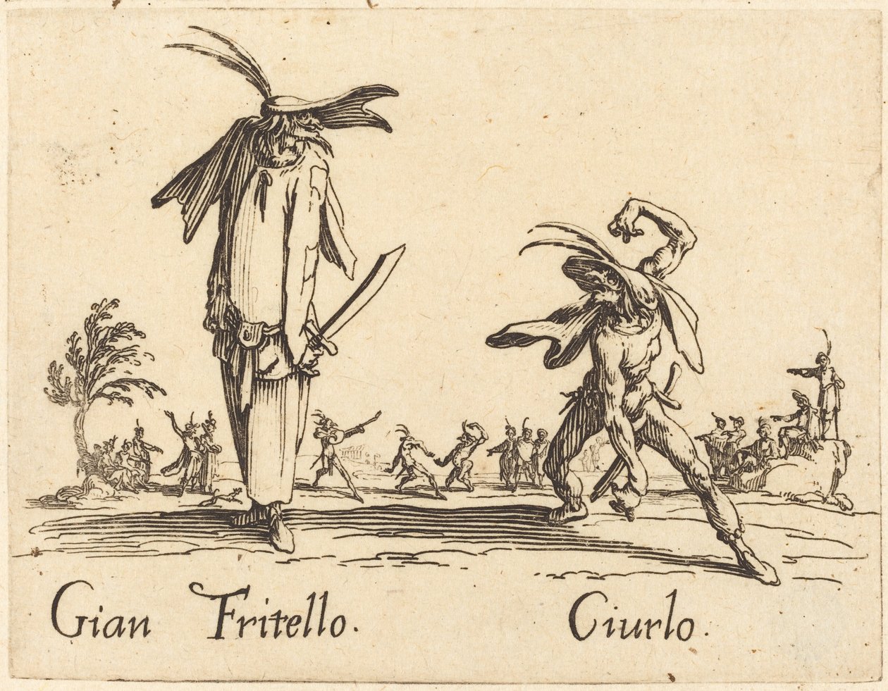 Gian Fritello och Ciurlo, ca. 1622. av Jacques Callot