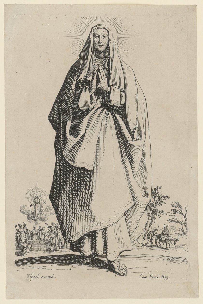 Den heliga jungfrun Maria, blad 3 i serien ”Jesus, de tolv apostlarna och Maria” av Jacques Callot
