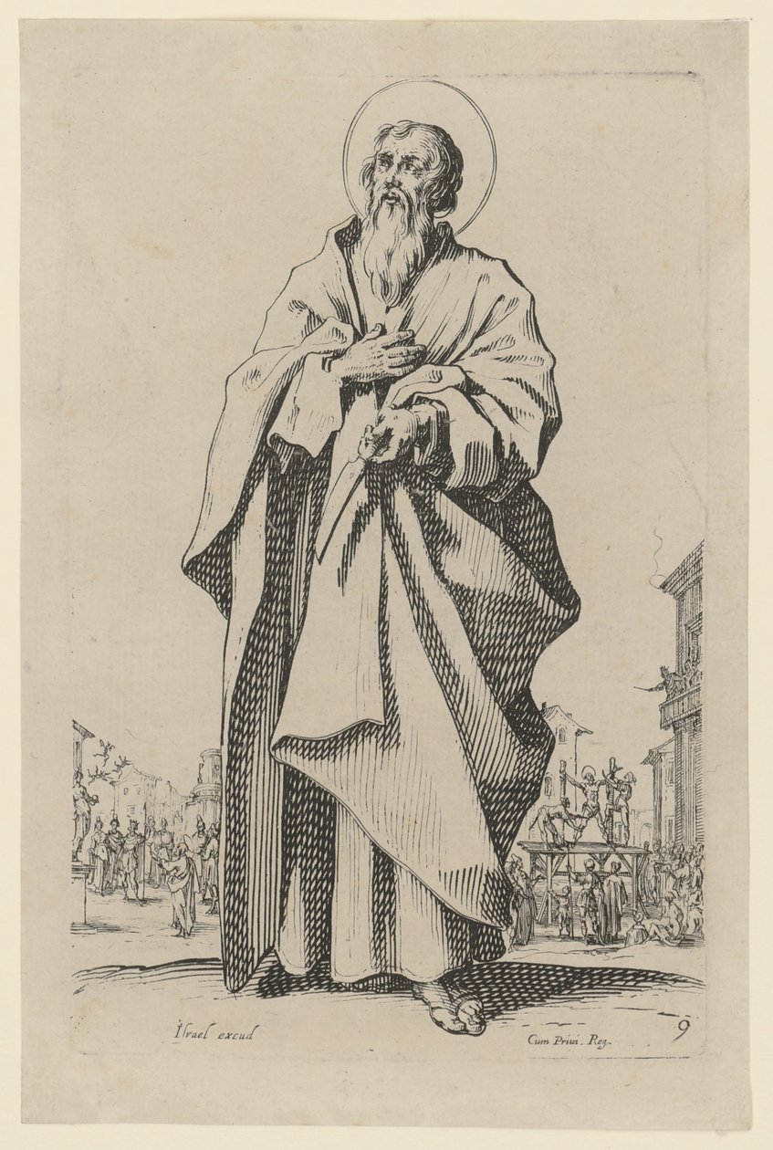Helige Bartolomaios, blad 12 i serien "Jesus, de tolv apostlarna och Maria" av Jacques Callot