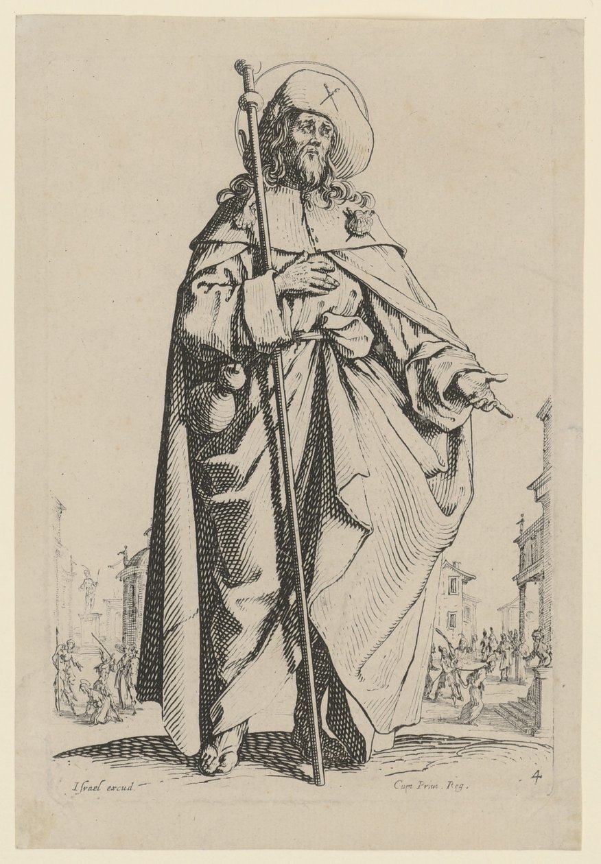 Den helige Jakob den äldre, blad 7 i serien ”Jesus, de tolv apostlarna och Maria” av Jacques Callot