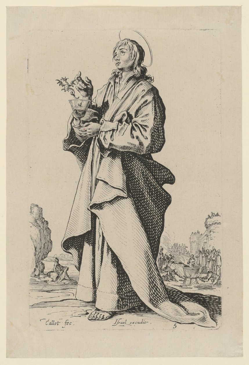 Den helige Johannes Evangelisten, blad 8 i serien ”Jesus, de tolv apostlarna och Maria” av Jacques Callot