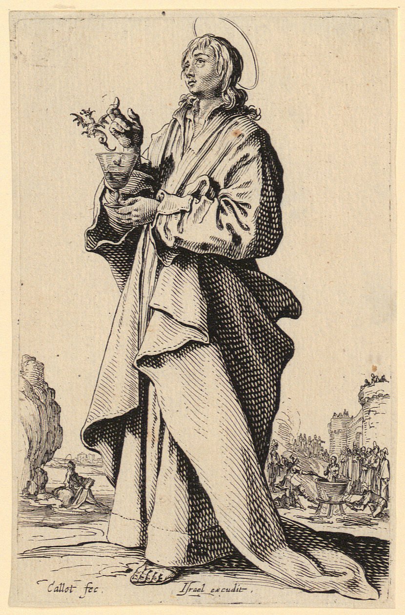Den helige Johannes Evangelisten, blad 8 i serien ”Jesus, de tolv apostlarna och Maria” av Jacques Callot