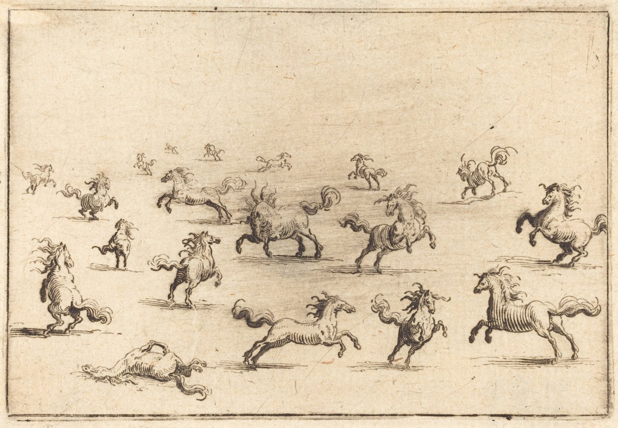 Hästar som springer av Jacques Callot