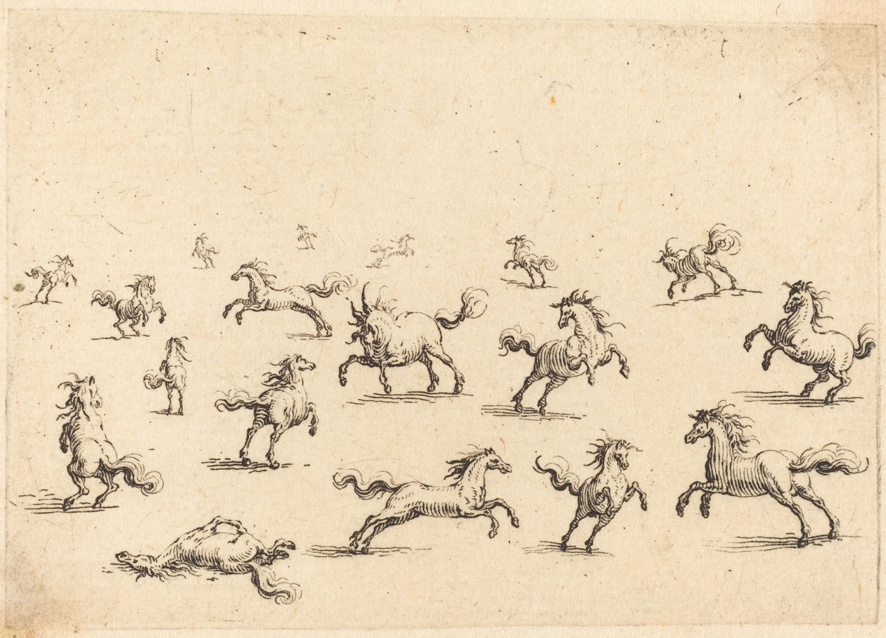 Hästar som springer av Jacques Callot
