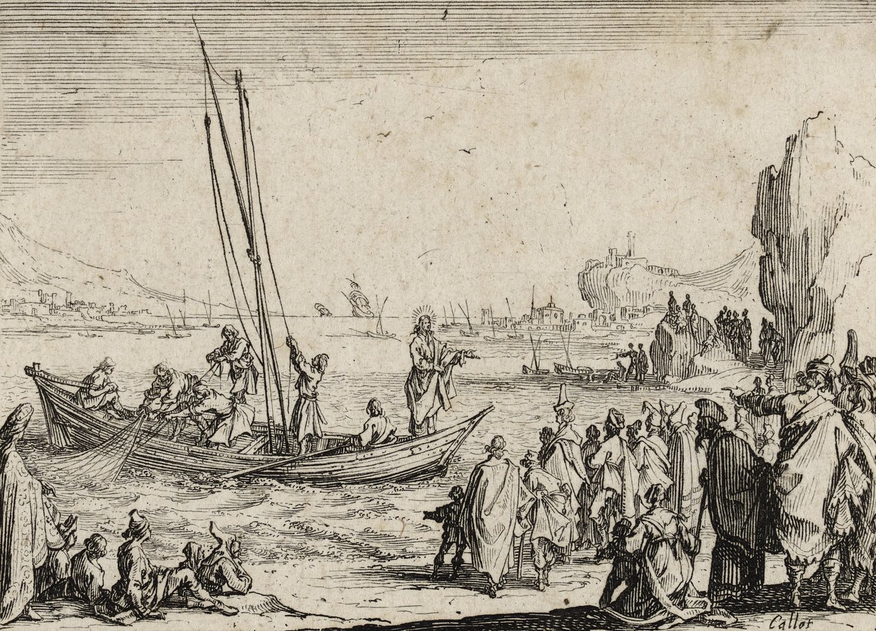 Jesus predikar vid havet, 1635 av Jacques Callot
