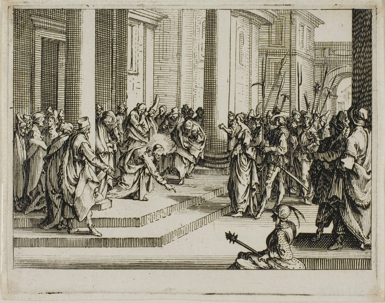 Jesus och den äktenskapsbrytande kvinnan, från Nya testamentet av Jacques Callot