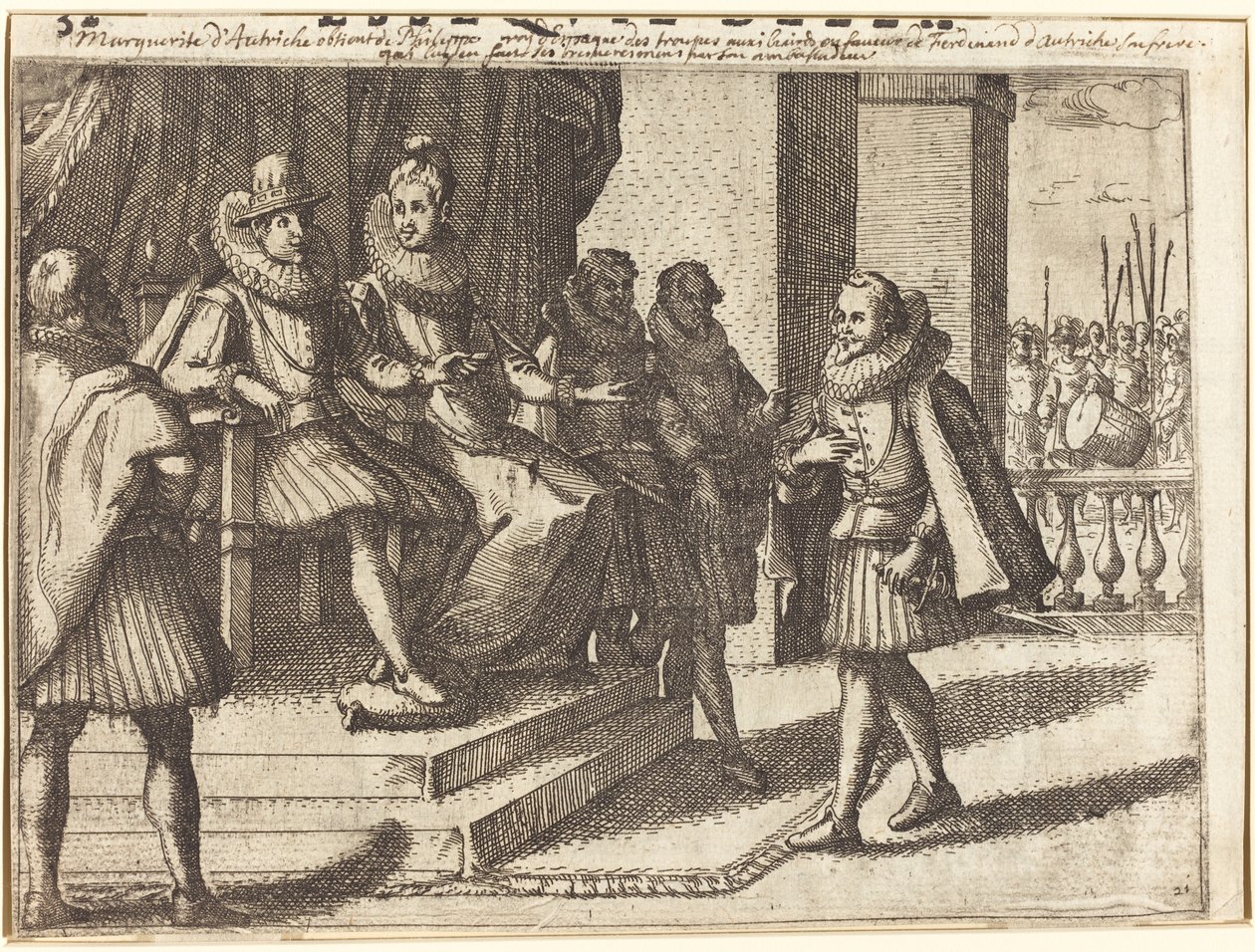 Kung och drottning i samråd om turkarna [recto] av Jacques Callot