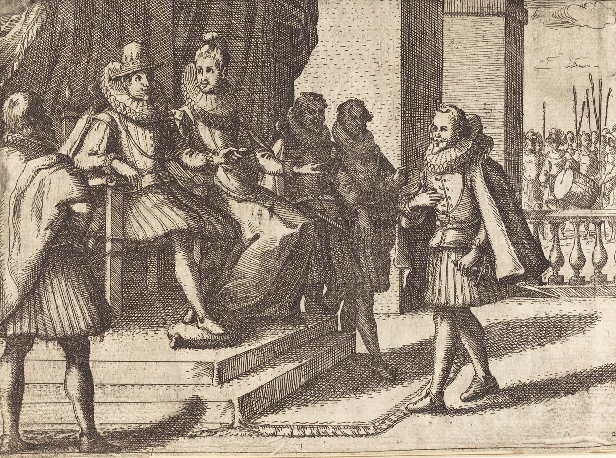 Kung och drottning i samråd om turkarna [recto], 1612. av Jacques Callot