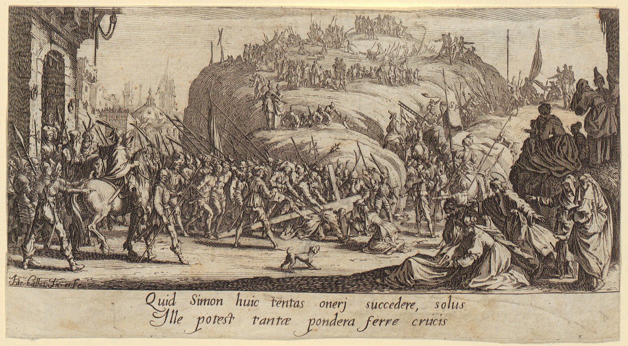 Korsbärandet, blad 6 i serien ”Den stora passion” av Jacques Callot