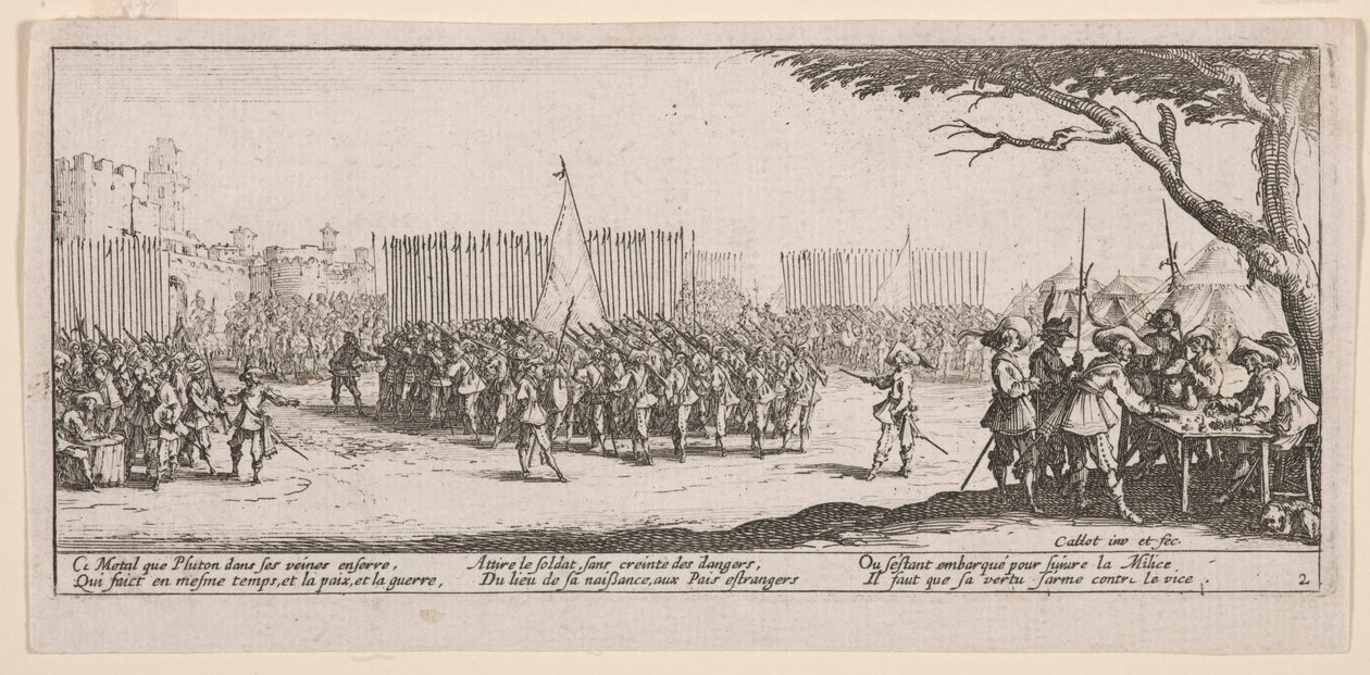Enrolling the Troops, illustration från The Large Miseries of War av Jacques Callot