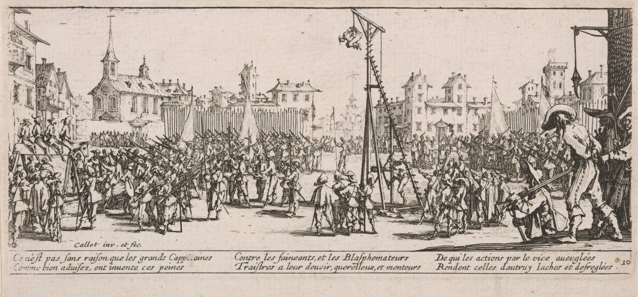The Strapado, illustration från The Large Miseries of War av Jacques Callot
