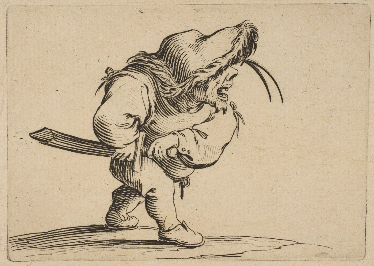 LHomme SApprêtant en Tirer son Saber Man förbereder sig för att dra sitt svärd, från Varie Fig..., 1616-22. av Jacques Callot