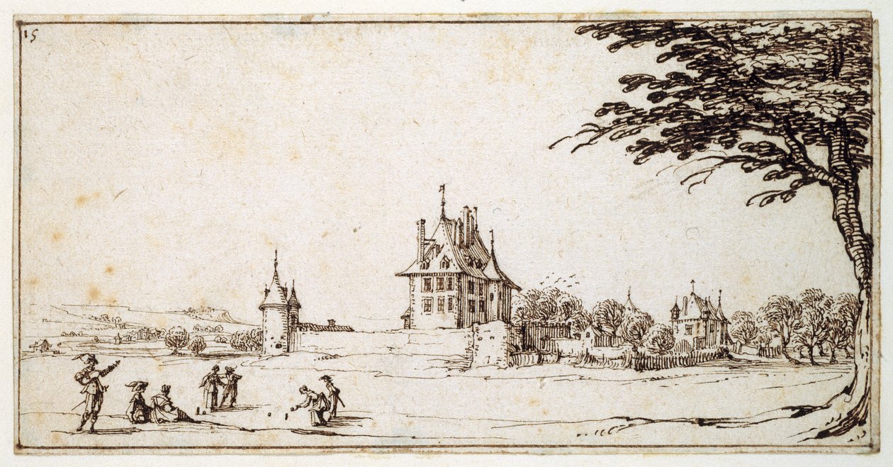 La Neuve Malgrange (penna & brunt bläck på papper) av Jacques Callot