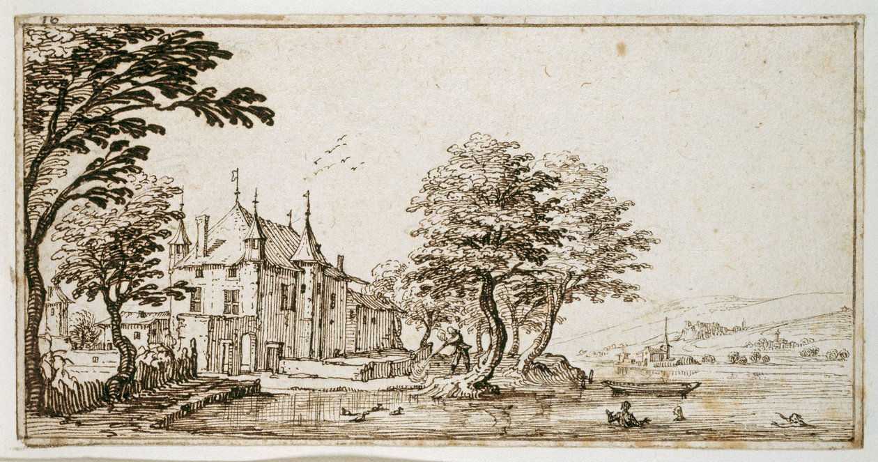 La Vieille Malgrange (penna & brunt bläck på papper) av Jacques Callot