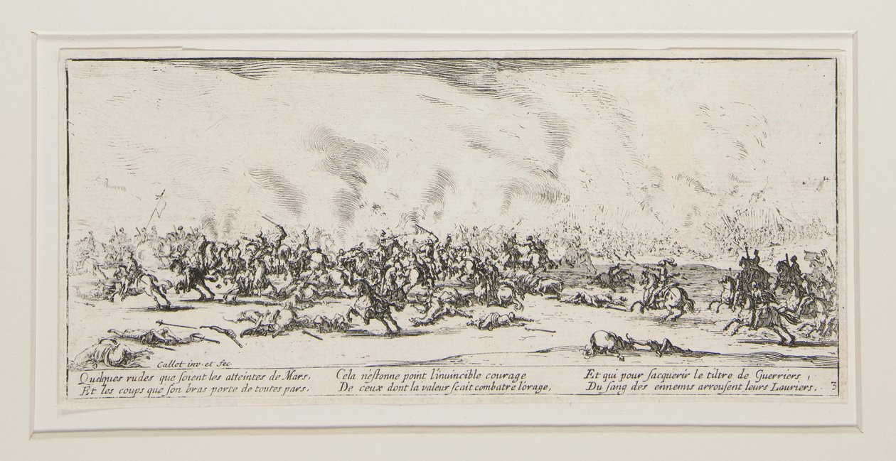 Slaget, tallrik 3 från serien The Great Miseries of War av Jacques Callot