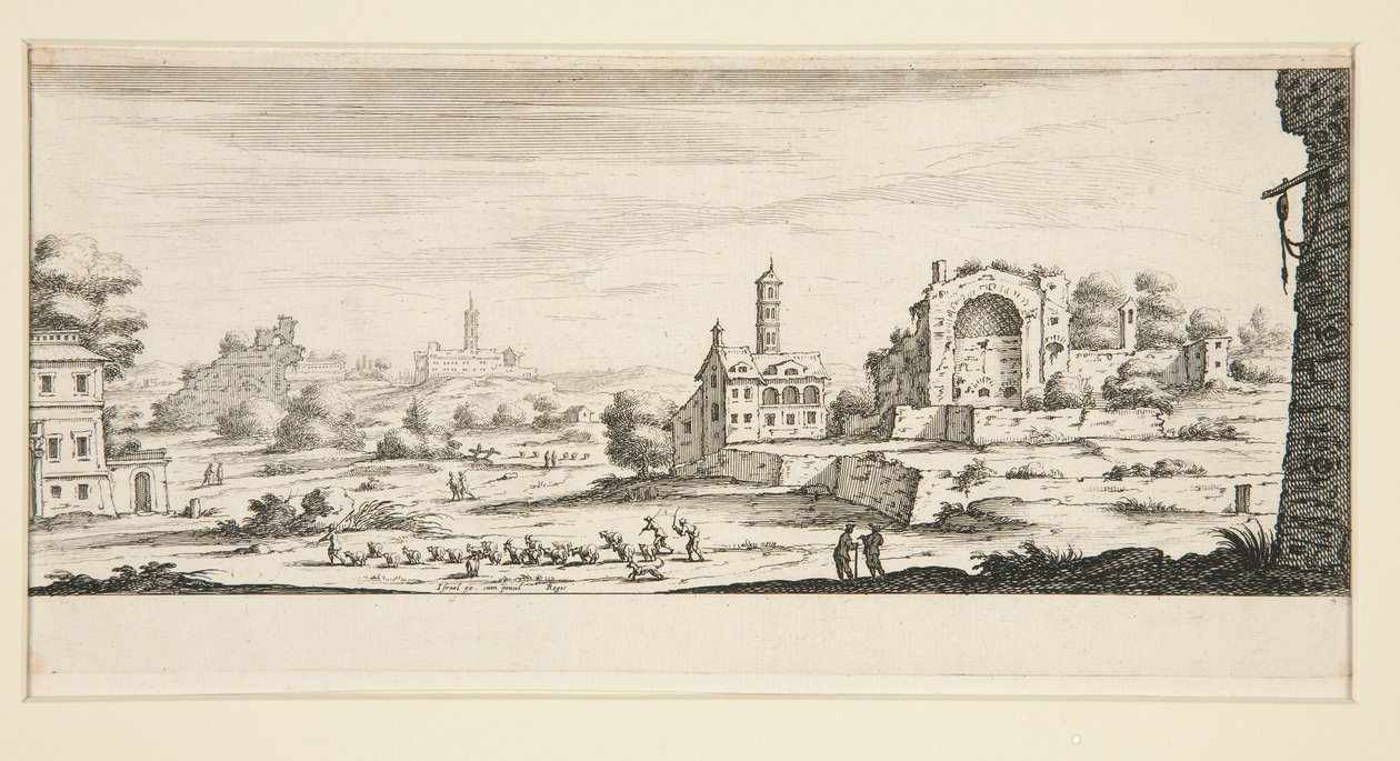 Landskap med stora byggnader av Jacques Callot