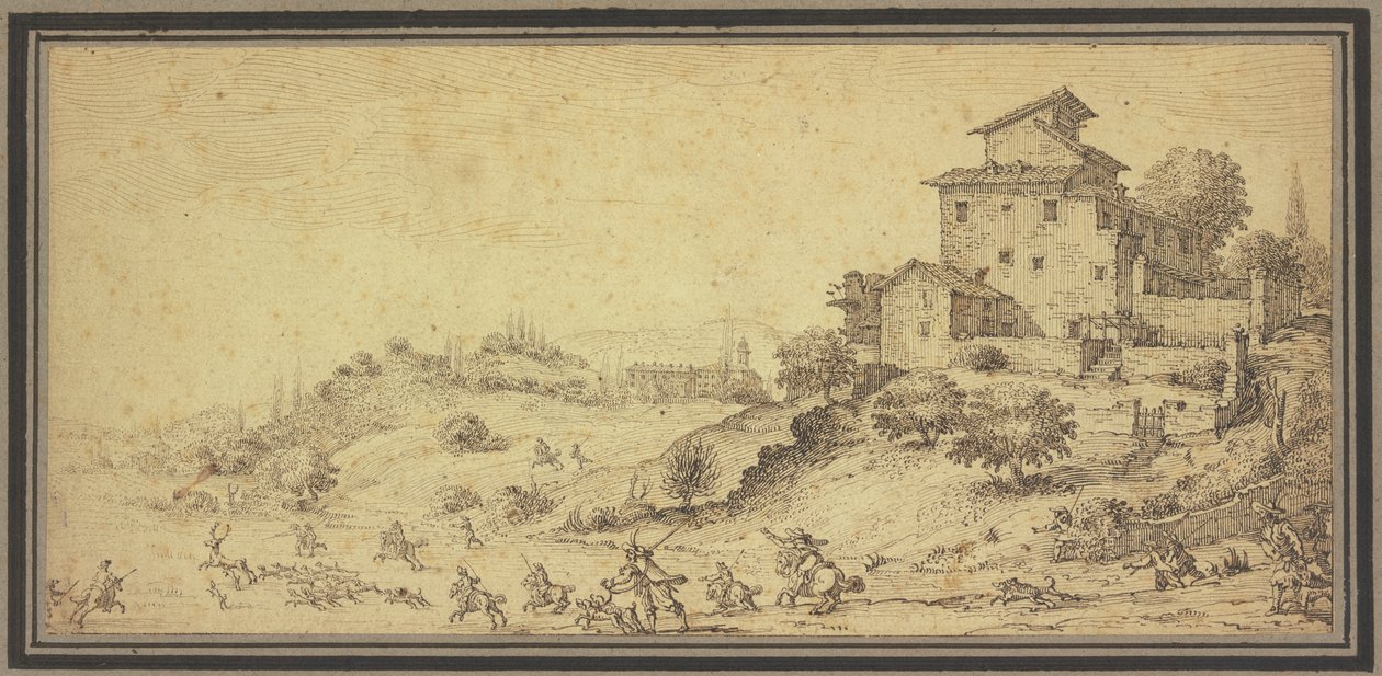 Landskap med hjortjakt av Jacques Callot