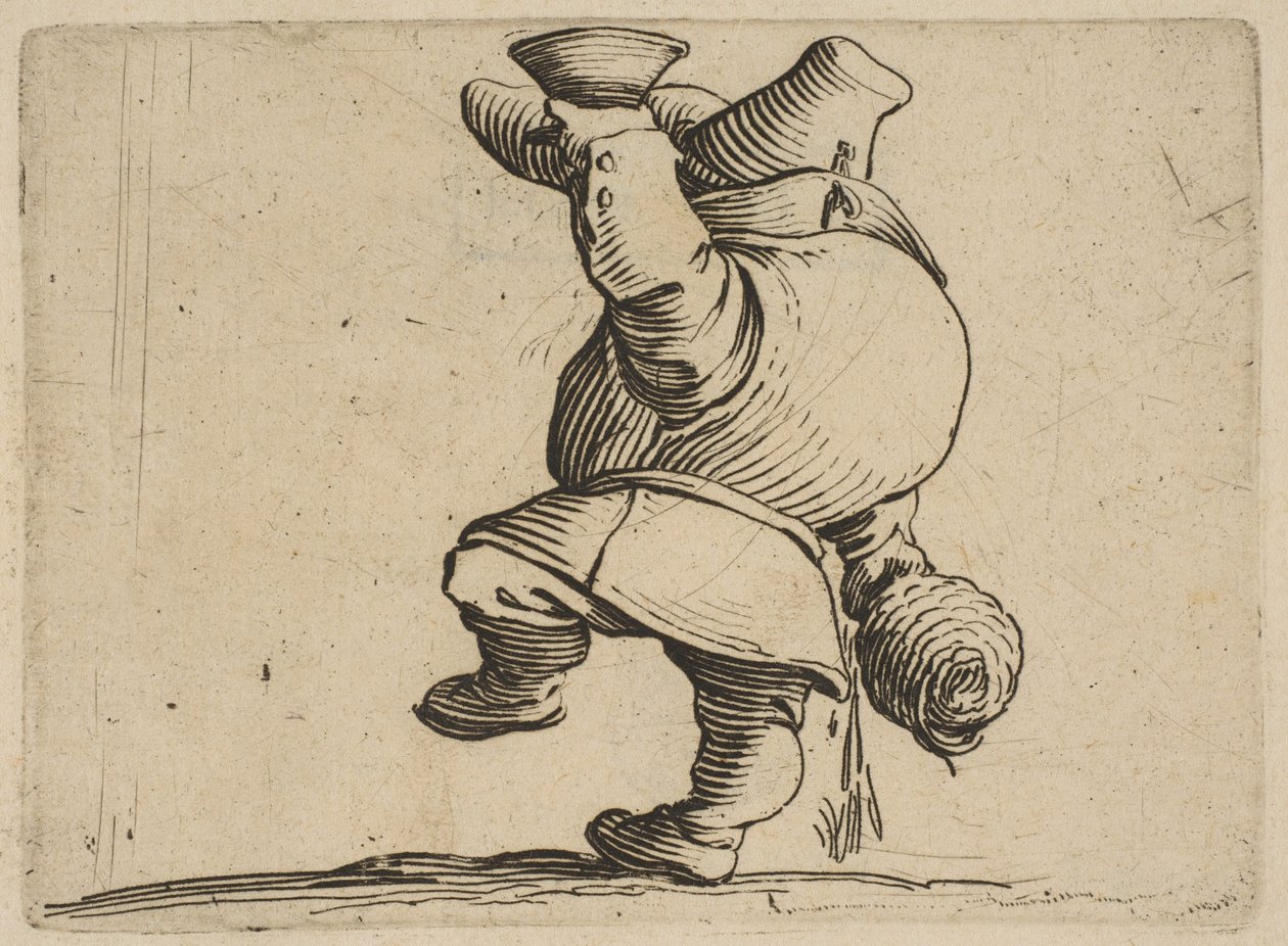 Le Buveur Vu de Dos Drickaren sedd bakifrån, från Varie Figure Gobbi, suite appe..., 1616-22. av Jacques Callot