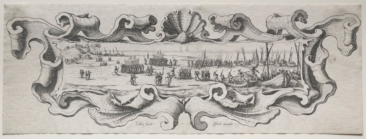 Truppernas landsättning. av Jacques Callot