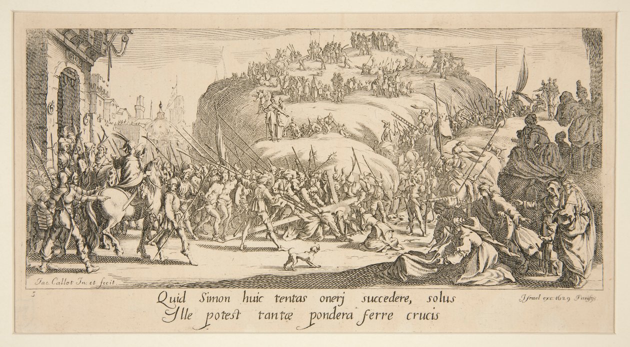 Bärandet av korset, från The Great Passion av Jacques Callot