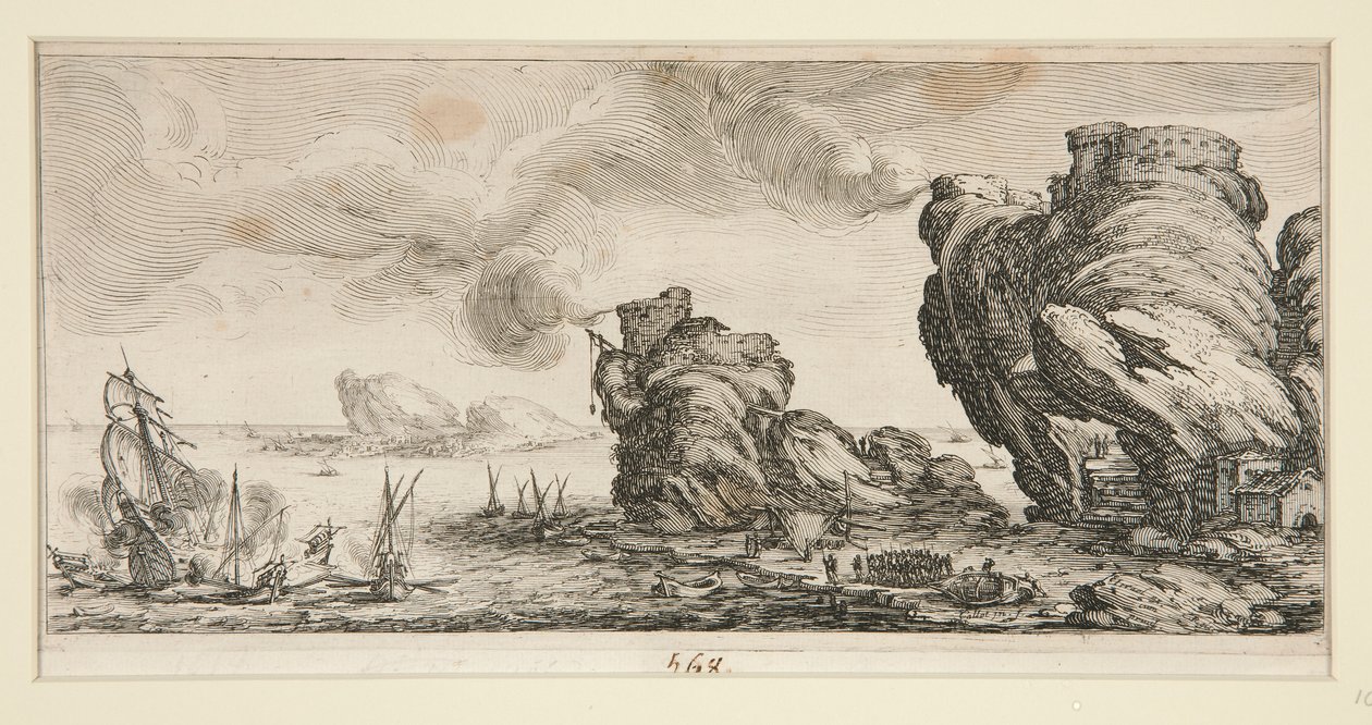 Le combat naval (Sjöstrid), från Landscapes for Giovanni de Medici av Jacques Callot