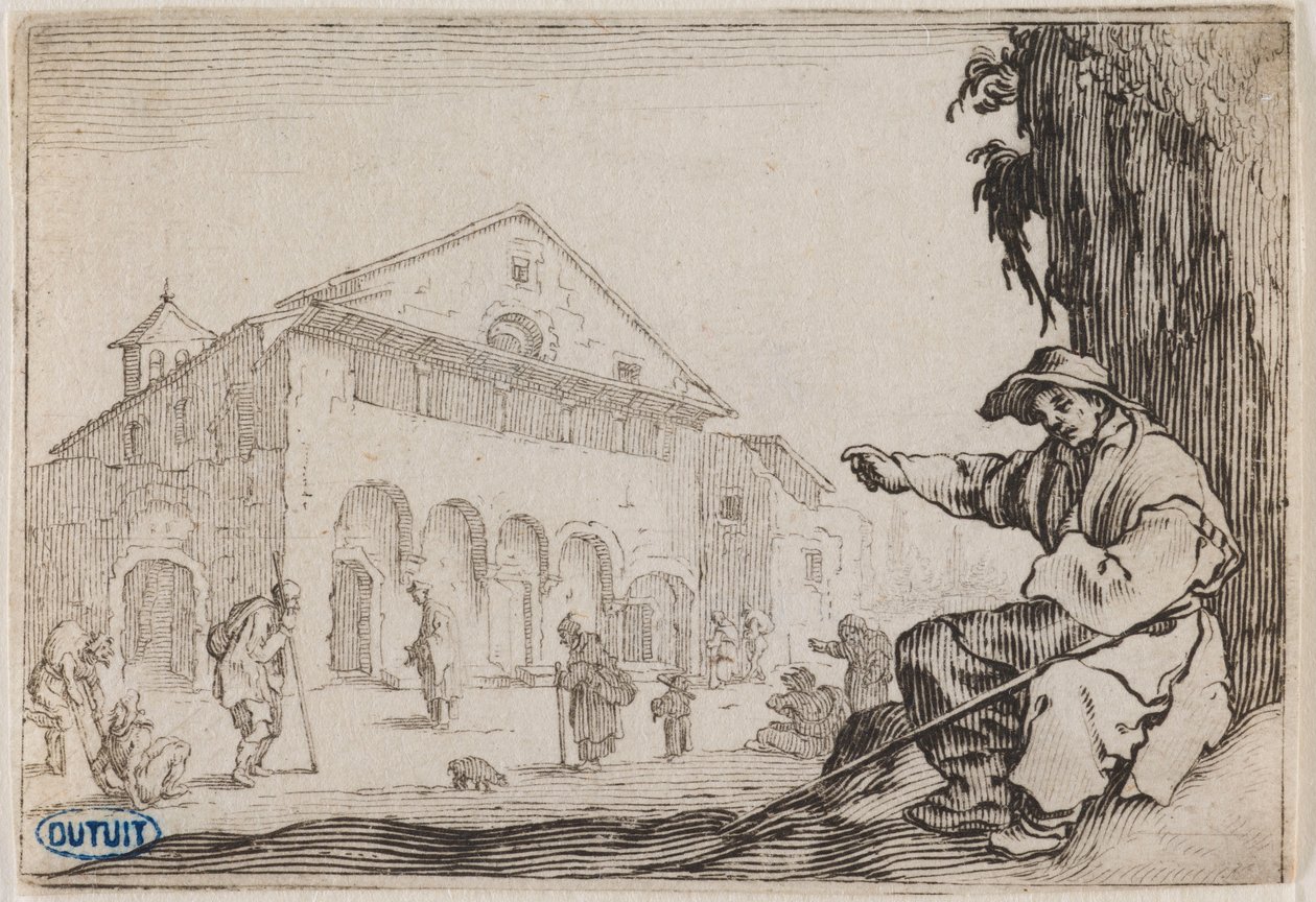 Nyckerna, Hospicet. Trettioåttonde numret i serien med 50 i Nancy graverade blad (Lieure 465, Meaume 843) av Jacques Callot