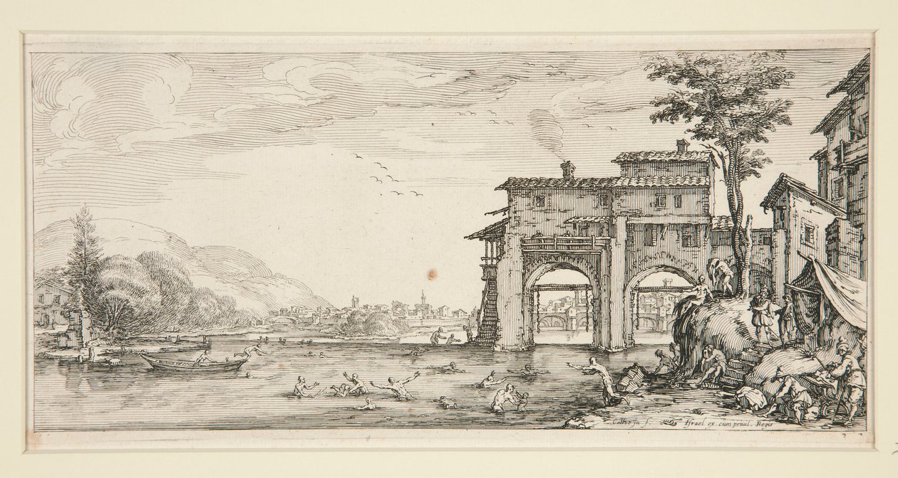 Les baigneurs (Badarna), från Landscapes for Giovanni de Medici av Jacques Callot
